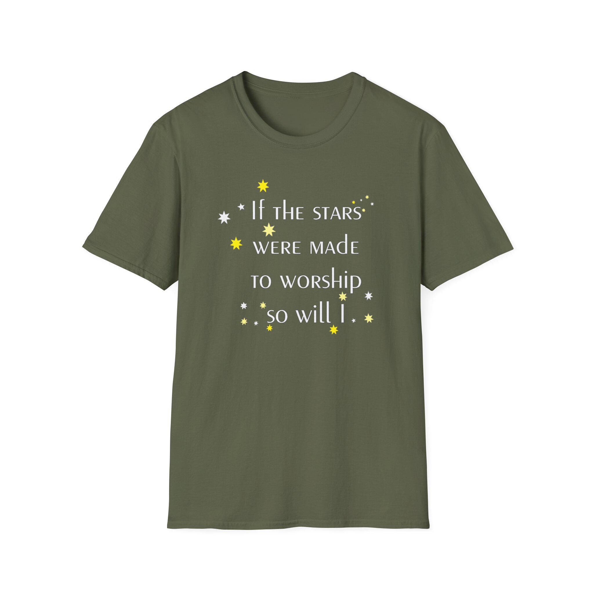 If the Stars Were Made to Worship So Will I: Christian Worship T-Shirt - Gildan 64000 Softstyle Tee - Image 3