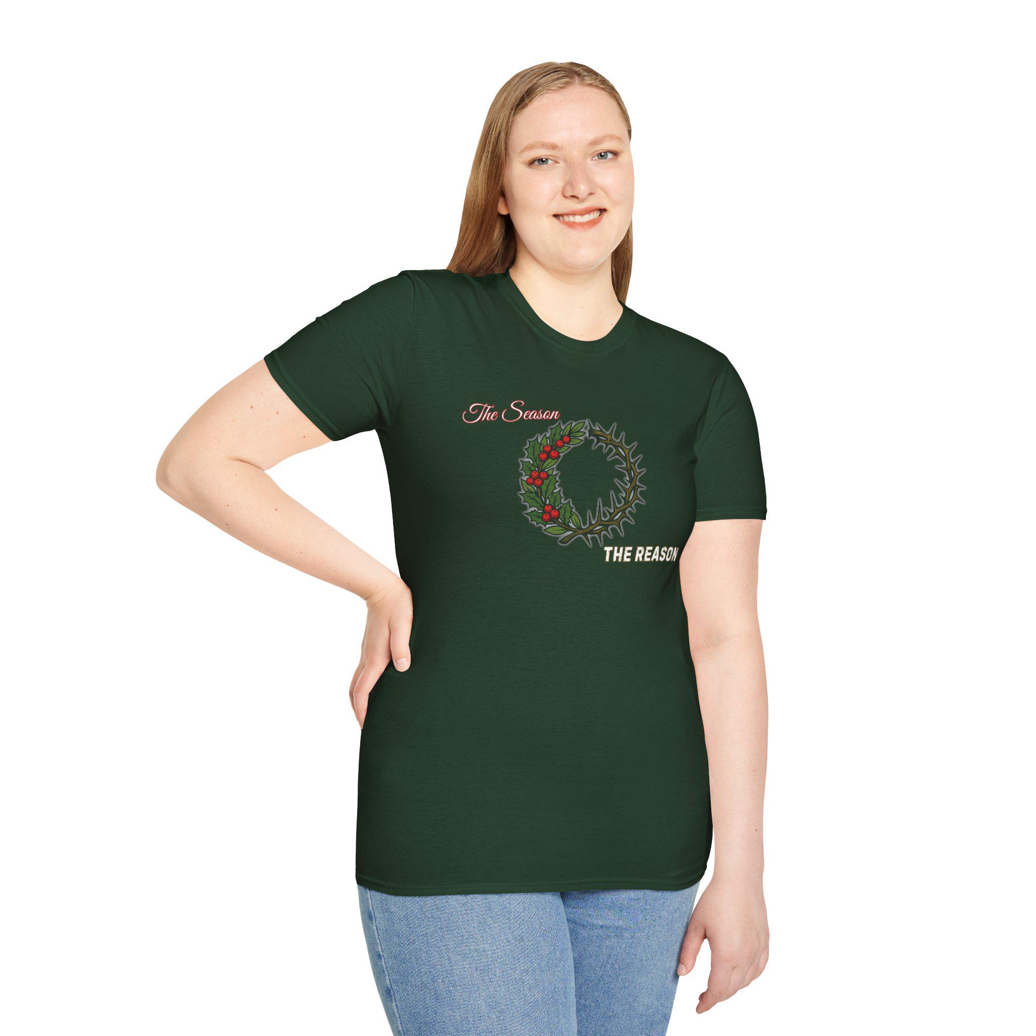 Season vs Reason Christmas Wreath Crown of Thorns T-Shirt - Image 4