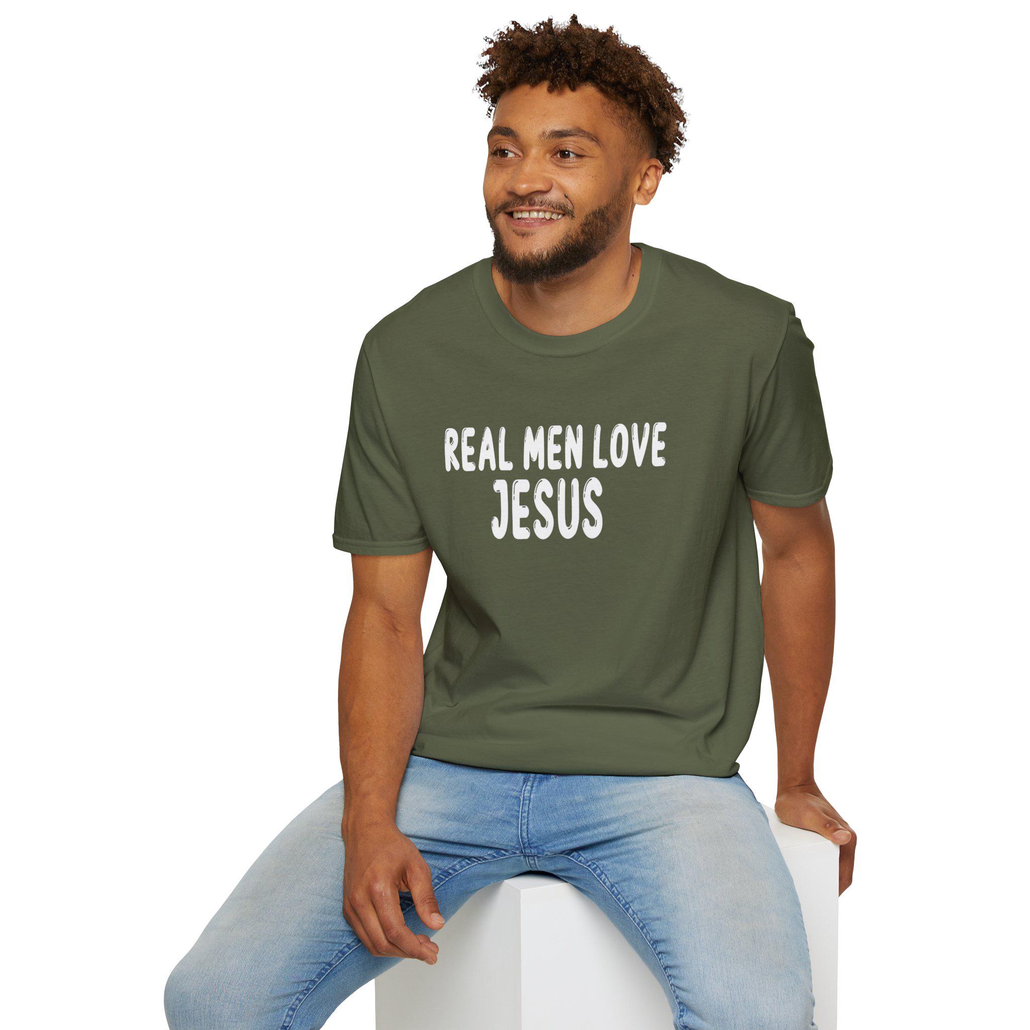 Real Men Love Jesus T-Shirt | Christian Faith Typography Tee - Image 8