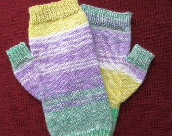 Fingerless gloves, writst warmers, hand knit, wool, pastel colours