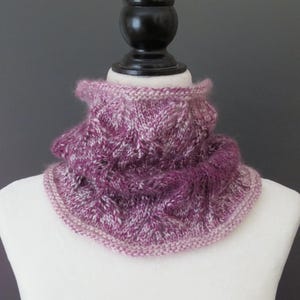 Cowl, alpaca, wool, hand knit, dark fuchsia