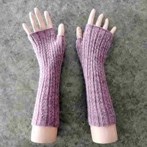 Fingerless gloves, lightweight, hand knit, alpaca, merino wool, many colours image 1