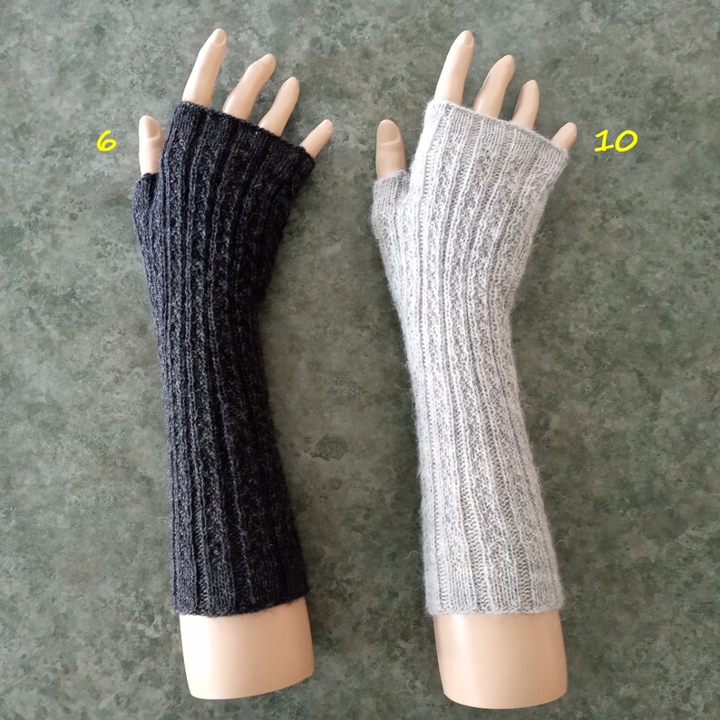 Fingerless gloves, lightweight, hand knit, alpaca, merino wool, many colours image 8