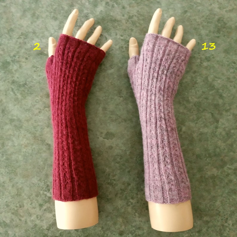 Fingerless gloves, lightweight, hand knit, alpaca, merino wool, many colours image 5
