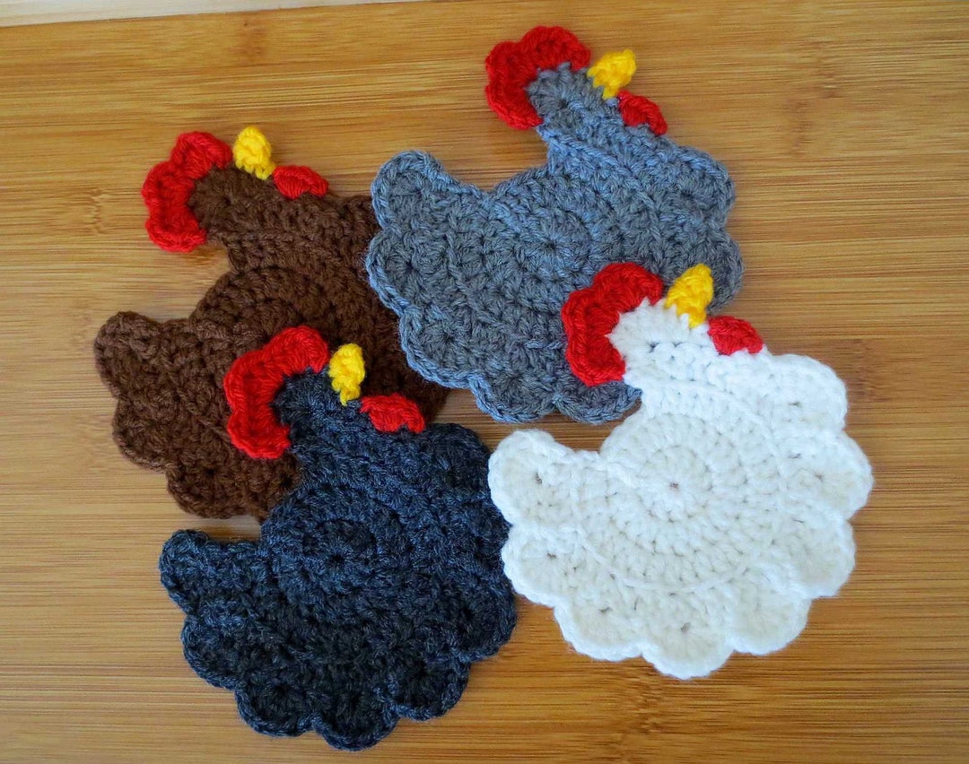 Chicken Coasters, 4 Piece Set, Hand Crocheted - Etsy