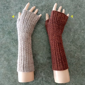 Fingerless gloves, lightweight, hand knit, alpaca, merino wool, many colours image 9