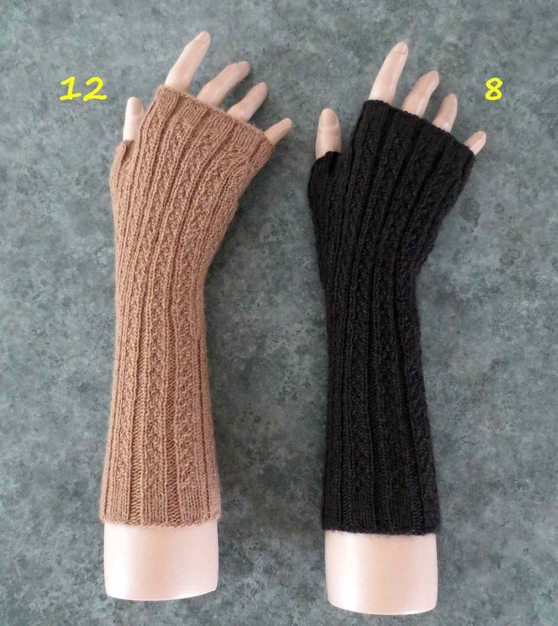 Fingerless gloves, lightweight, hand knit, alpaca, merino wool, many colours image 2