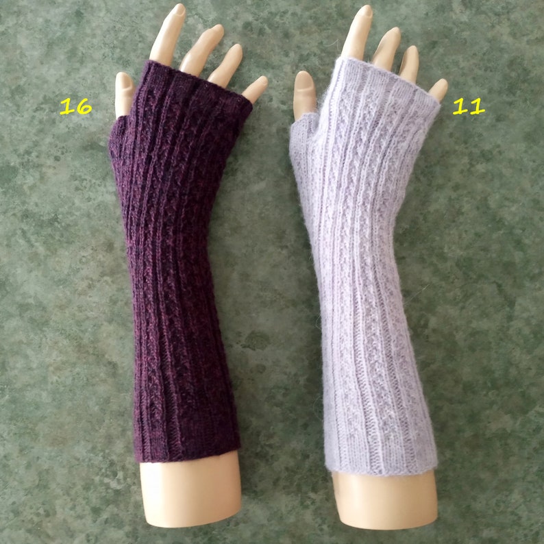 Fingerless gloves, lightweight, hand knit, alpaca, merino wool, many colours image 3
