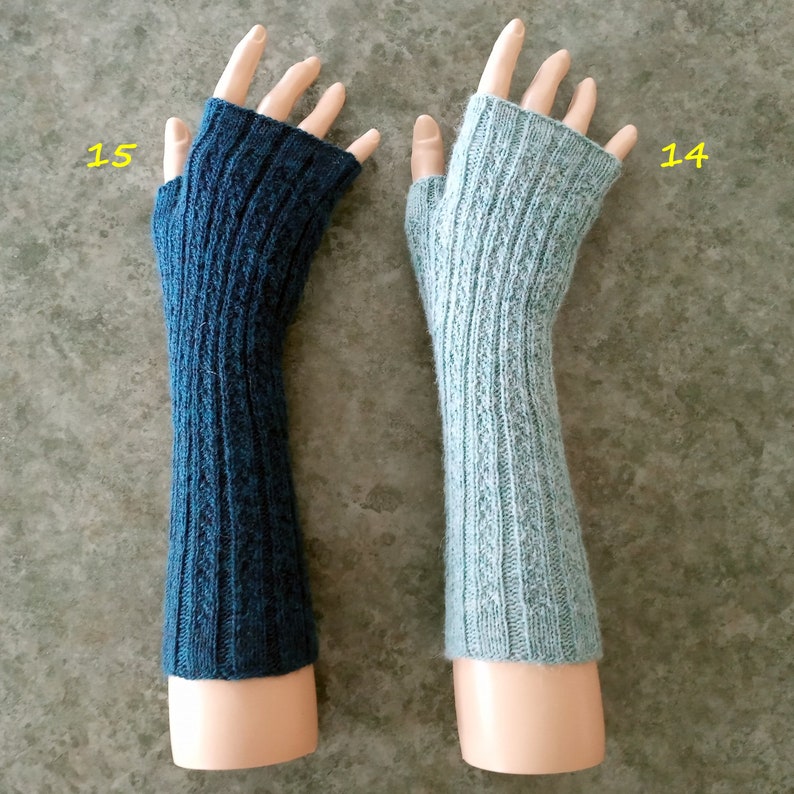 Fingerless gloves, lightweight, hand knit, alpaca, merino wool, many colours image 7