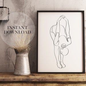 Yoga Pose Wall Art, Printable wall art, Yoga Poster, Home Yoga Art, Yoga Studio Decor, Yoga Gift, Line Drawing, Minimalist Yoga Art,Download