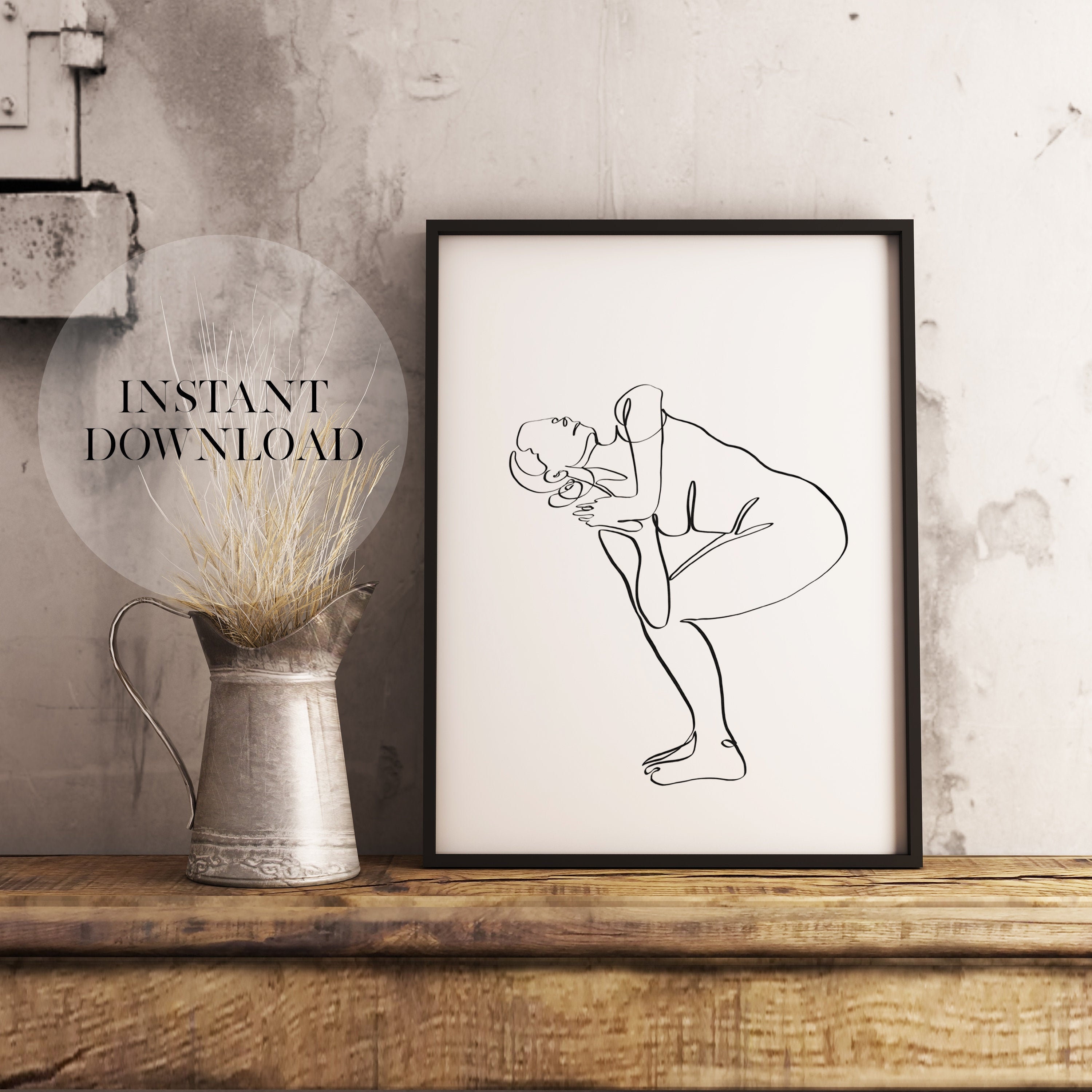 Yoga Pose Wall Art, Printable Wall Art, Yoga Poster, Home Yoga Art