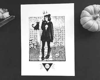 Goth Witch || Witchcraft Art Print | Occult Art Print | Wiccan Art print | Wall Art | Magic | Tumblr Aesthetic | Goth