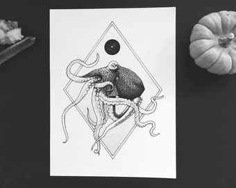 Deep Mysteries || Witchcraft Art Print | Occult Art Print | Wiccan Art print | Wall Art | Magic | Tumblr Aesthetic | Goth