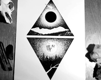 Witchcraft Art Print, Occult Art Print, Wiccan Art print, BLVCKMOON WHITEMAGICK