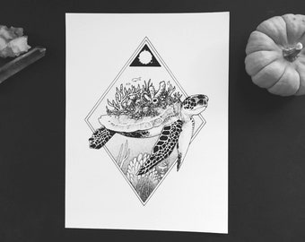 Reef Guardian || Witchcraft Art Print | Occult Art Print | Wiccan Art print | Wall Art | Magic | Tumblr Aesthetic | Goth