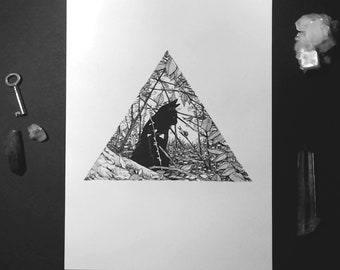 Witchcraft Art Print, Occult Art Print, Wiccan Art print, BLACK