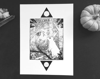 Curious || Witchcraft Art Print | Occult Art Print | Wiccan Art print | Wall Art | Magic | Tumblr Aesthetic | Goth