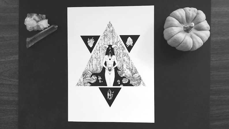 Black Magic Witchcraft Art Print Occult Art Print Wiccan Art print Wall Art Magic Tumblr Aesthetic Goth image 1