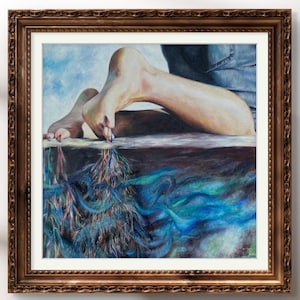 OIL PAINTING Rooted In Christ Prophetic PRINT by Noelle Perry/Hyperrealistic Painting Of Feet With Roots Coming From Toes Reaching Water