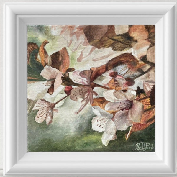 Realistic Oil Painting Pear Blossoms/Cherry Blossoms Print By Noelle Perry