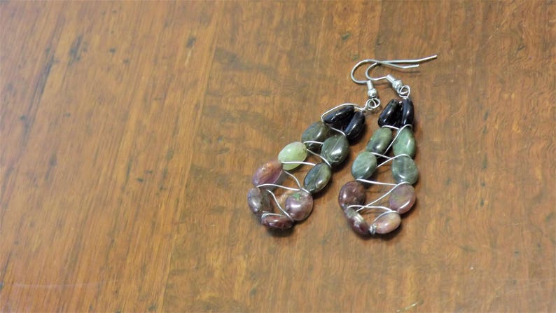 Tourmaline zig zag drop earrings