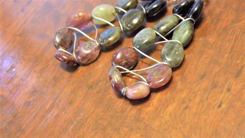 Tourmaline zig zag drop earrings
