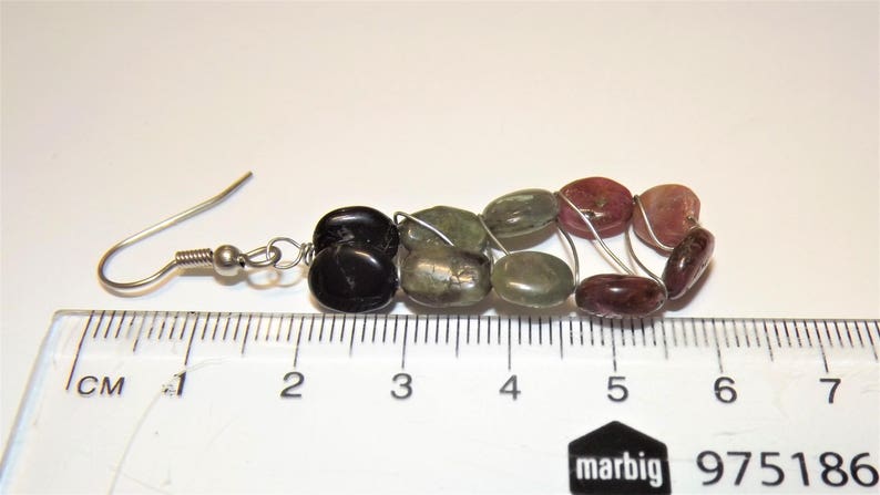 Tourmaline zig zag drop earrings