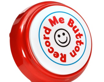 Record Me Button Racy Red - Unique Cheerful Design Recordable with Built-in MIC, Play Back Your Own Custom Message Any Time