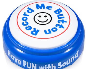 Record Me Button, Brilliant Blue – Unique Cheerful Design Recordable with Built-in Mic. Play Your Custom Message & Re-Record When You Wish