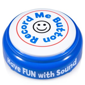 Record Me Button Brilliant Blue Unique Cheerful Design, Record Your Own Custom Audio with Built-in MIC, Play Back Any Time image 2
