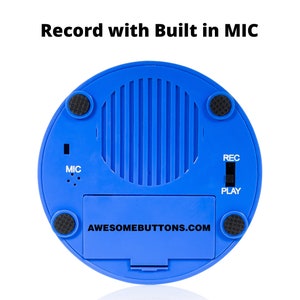 Record Me Button Brilliant Blue Unique Cheerful Design, Record Your Own Custom Audio with Built-in MIC, Play Back Any Time image 3