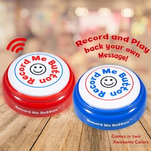 Record Me Button Brilliant Blue Unique Cheerful Design, Record Your Own Custom Audio with Built-in MIC, Play Back Any Time image 8