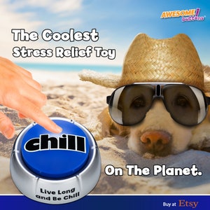 Chill Button The Coolest Stress Relief Toy on the Planet Premium batteries and collector sticker included image 3
