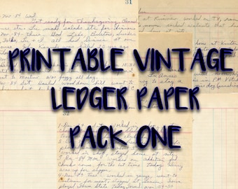 Digital Vintage Ledger Paper Pack - Printable, Collage, Ephemera, Junk Journals, Scrap Booking