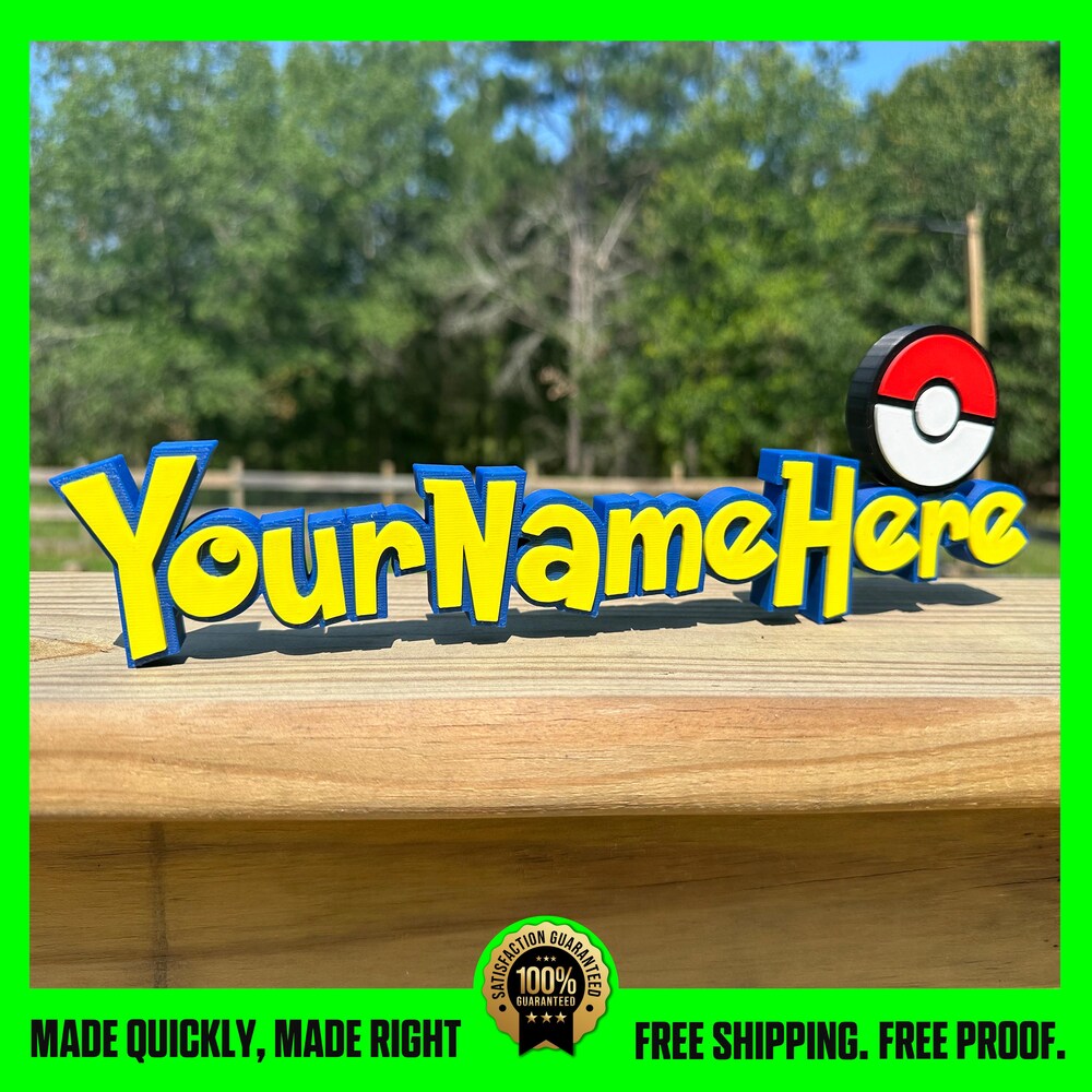 Personalized Pokemon Inspired 3D Name Plate | Custom Name Tag Sign | Customized Kids Room, Game Room, Office Gift | Over 40 Colors Available Bespoketshirt Collections
