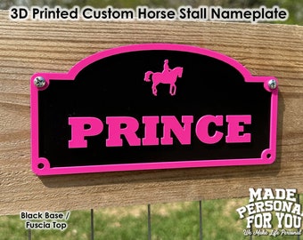 3D Printed Horse Stall Name Plate. Personalized. Over 30 Colors . Executive Design. Mounted Style