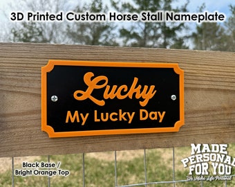 3D Printed Horse Stall Name Plate. Personalized. Over 30 Colors . Rectangle Design. Mounted Style