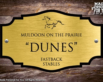 Horse Stall Name Plate. Laser Engraved Personalization. Ranch Design