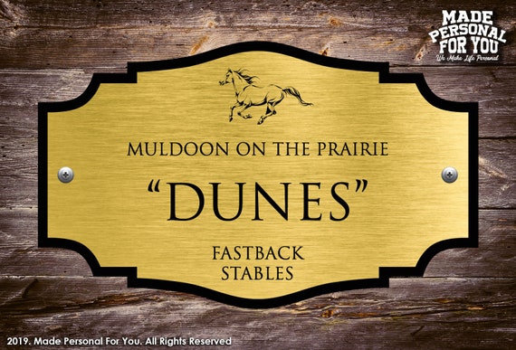 Horse Stall Name Plate. Laser Engraved Personalization. Ranch Design