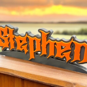 Personalized 3D Name Plate | Custom Name Tag Sign | Customized Kids Room, Game Room, Office Gift | Biker Font | Over 30 Colors