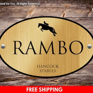 Horse Stall Name Plate. Laser Engraved Personalization. Oval Design