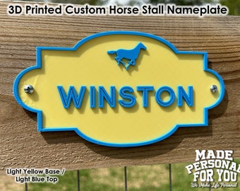 3D Printed Horse Stall Name Plate. Personalized. Over 30 Colors . Deco Design. Mounted Style