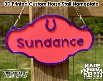 3D Printed Horse Stall Name Plate. Personalized. Over 30 Colors . Vintage Design. Hanging Style