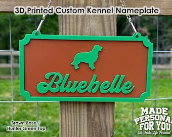 3D Printed Custom Kennel/Crate Nameplate for Dogs and other Small Animals. Rectangle Hanging Design