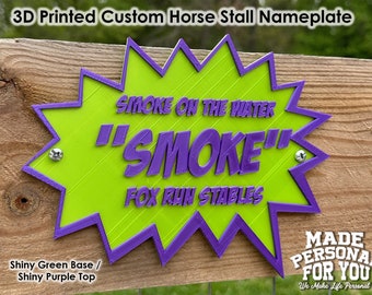 3D Printed Horse Stall Name Plate. Personalized. Over 30 Colors . BoomPow Design. Mounted Style