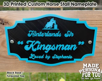 3D Printed Horse Stall Name Plate. Personalized. Over 30 Colors . Ranch Design. Mounted Style