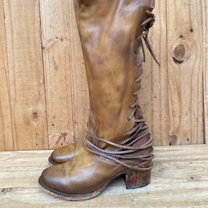 Freebird by Steven Womens COAL Western Leather Lace up Heel Riding