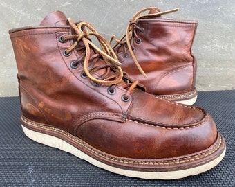 Red Wing Heritage Moc Toe 1907 Copper Rough Tough Leather Wedge Boot Größe 9,5 D