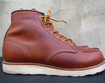Red Wing Heritage 8130 Black Leather Moc Toe Work Boots US 7