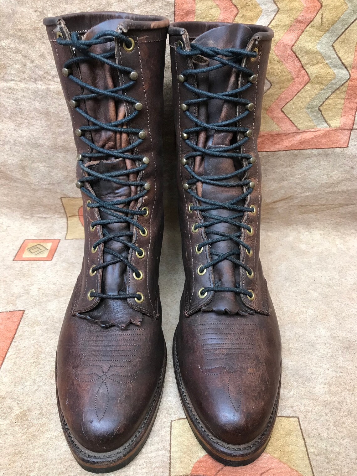 Vtg Chippewa Leather Logger Crazy Horse Packer Boots Men's Etsy